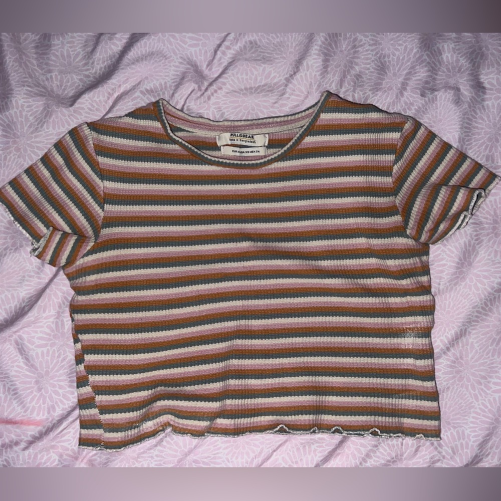 Pull&Bear Striped Cropped Top
